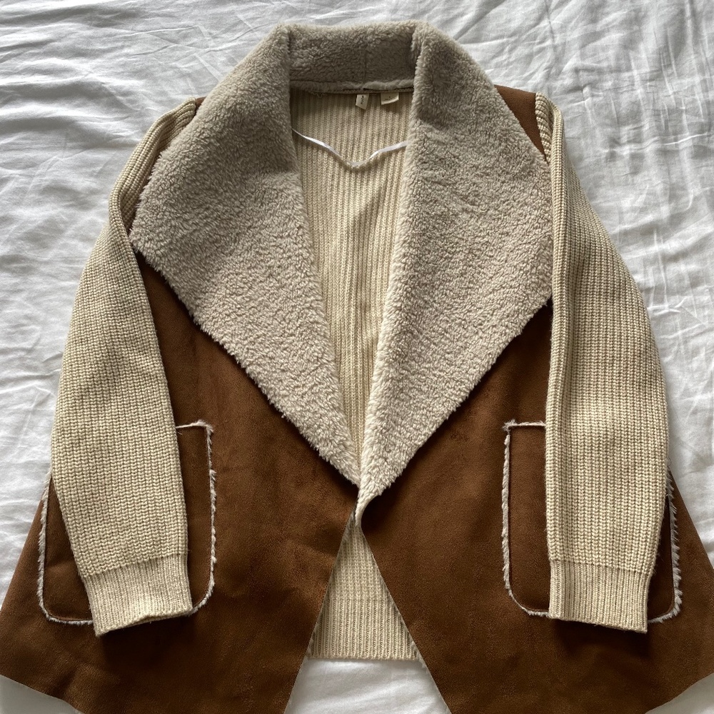 Anthropologie Women's Brown and Cream Cardigan